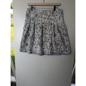 J Jill Medium Smocked Waist Layered Skirt Size Petite Porcelain Paisley